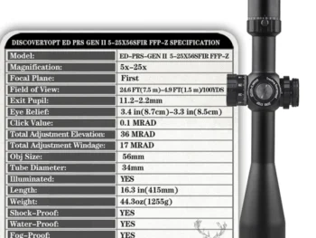 DISCOVERYOPT EDGENII 5-25X56SFIR FFP-Z Rifle Scope