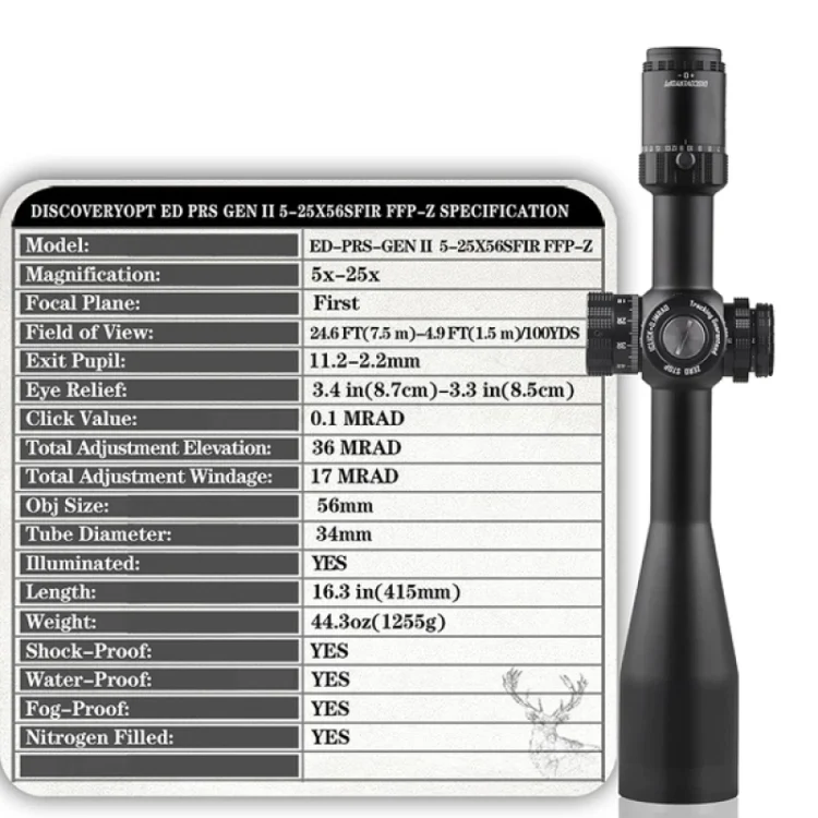 DISCOVERYOPT EDGENII 5-25X56SFIR FFP-Z Rifle Scope