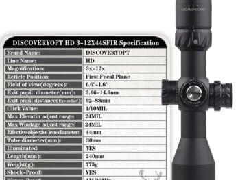 DISCOVERYOPT HD 3-12X44SPR Rifle Scope