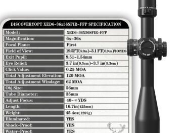 DISCOVERYOPT XED 6-36X56SFIR FFP-MOA-ZERO STOP Scope