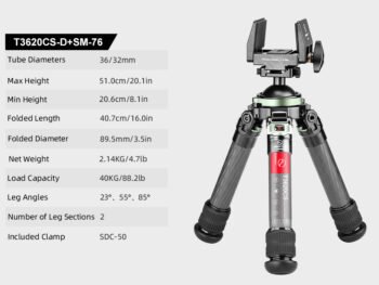 SUNWAYFOTO T3620CS-D Tripod Carbon Fiber