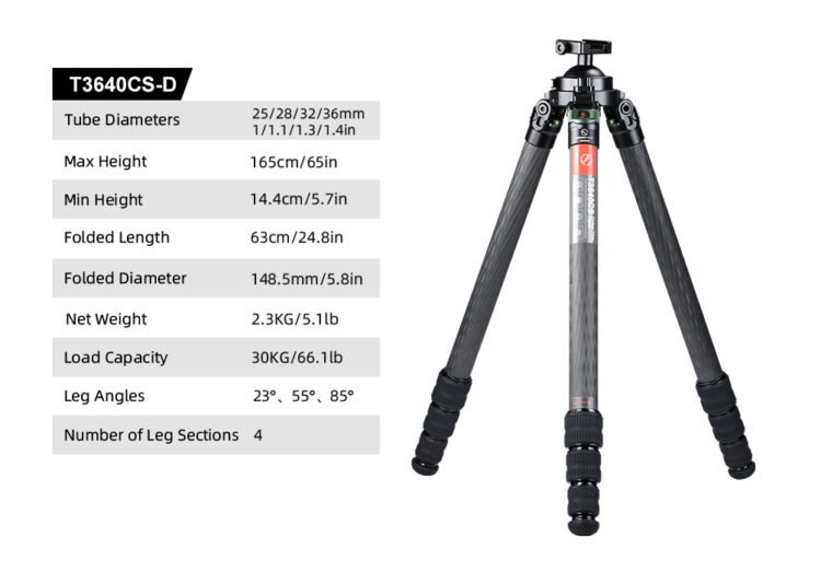 SUNWAYFOTO T3640CS-D Tripod Carbon Fiber