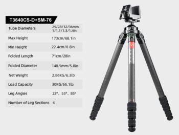 SUNWAYFOTO T3640CS-D Tripod Carbon Fiber