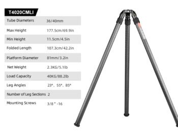 SUNWAYFOTO T4020CMLI Tripod Carbon Fiber