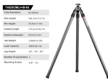 SUNWAYFOTO T4020CMLI Tripod Carbon Fiber